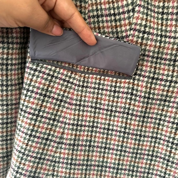 Talbots Beige/Pink Houndstooth Plaid Blazer Owl Print Office Academia Preppy 12 - Picture 5 of 10